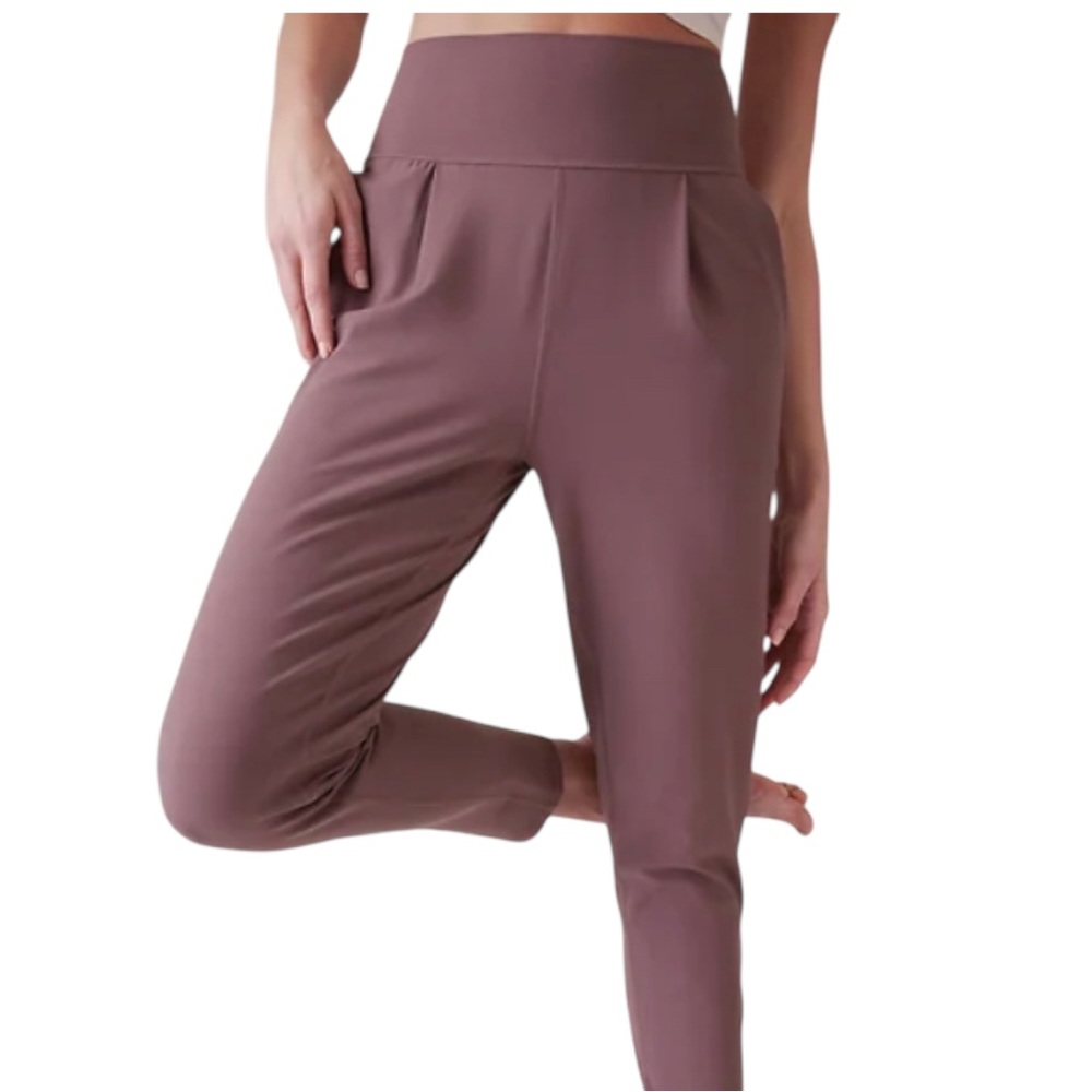 Athleta Elation Dusty Rose Straight Leg Yoga Athleisure Pants Sz Lg/Tall
